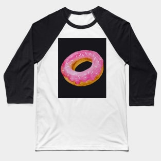 Watercolor donut - pink on black background Baseball T-Shirt